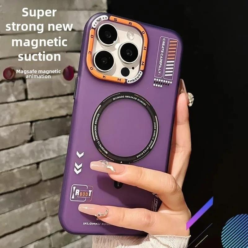 Funda Magnética Mate para Teléfono para iPhone 17 16 15 14 13 Pro Max Air Magsafe Carga Inalámbrica Marco de Lente Metálico Escarchado Cubierta de Botones