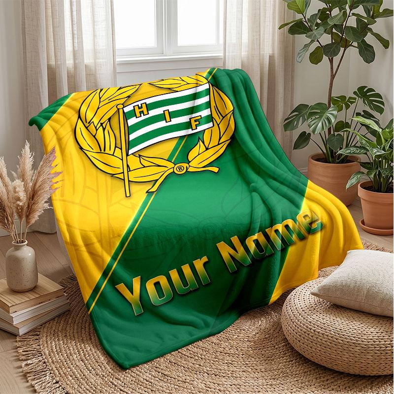 Coperta di Flanella Hammarby con Nome Personalizzato Logo Calcio Plaid in Pile Personalizzato Regalo Speciale per Divano Camera da Letto Casa