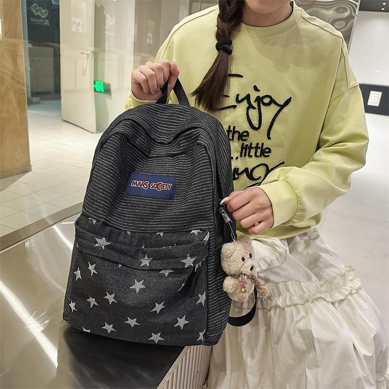 Star Print Backpack Junior High School Student Schoolbag