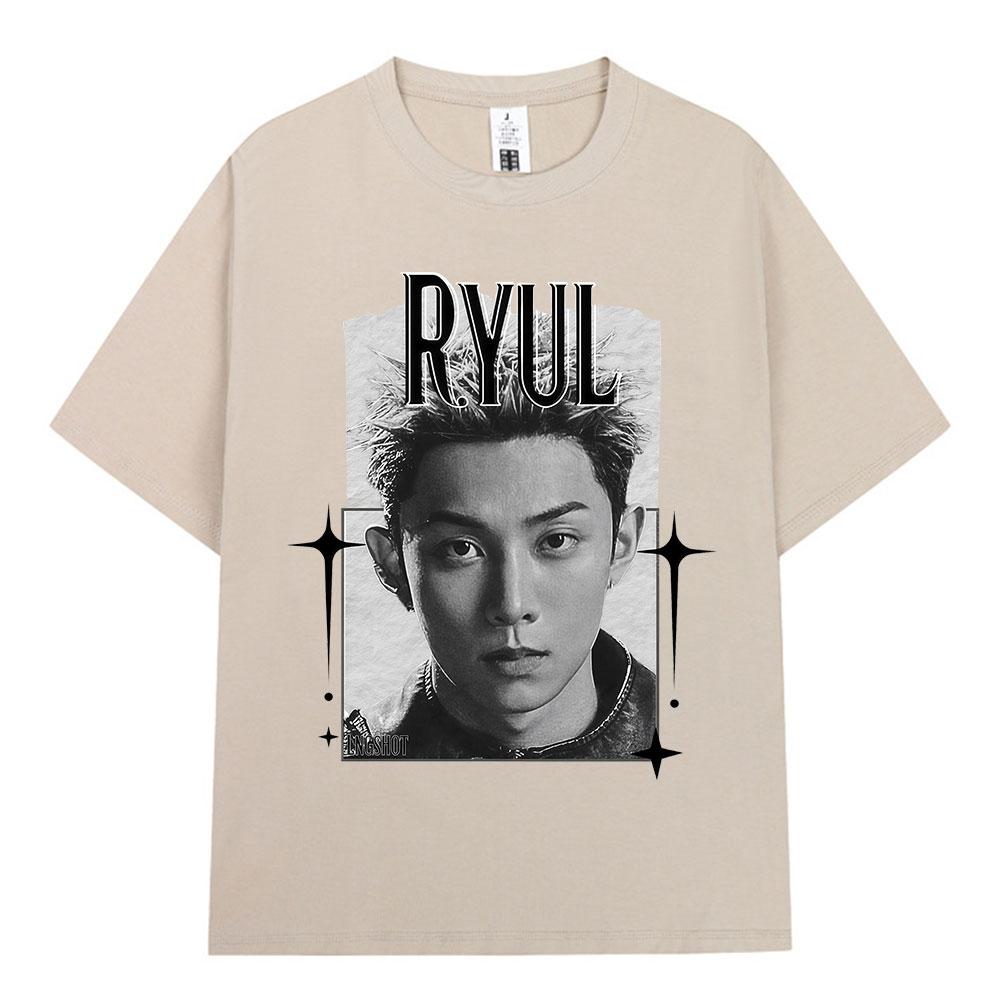 Korean Kpop Hip Hop Group Lngshot RYUL T-shirt Men Women Clothing Fashion Harajuku Oversized Cotton Short Sleeve Tees Fan Gifts