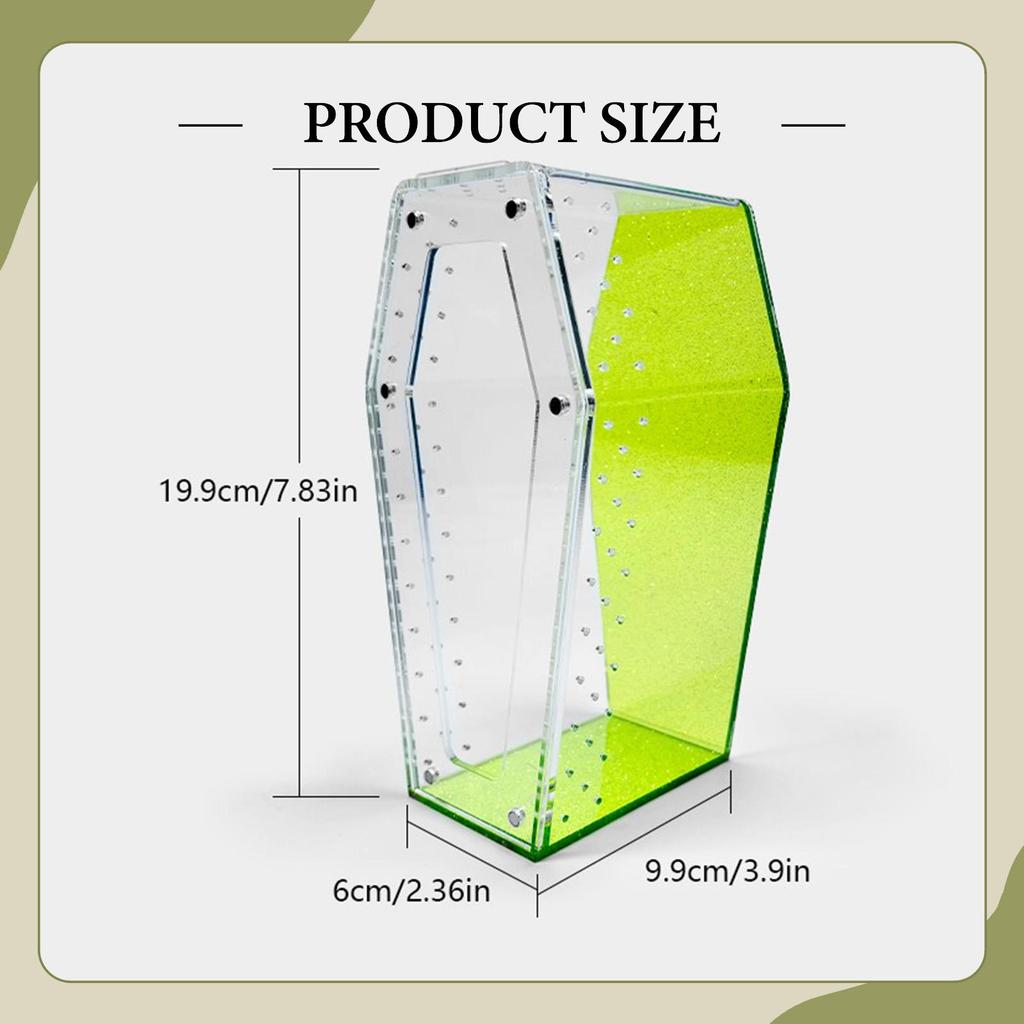 Coffin Shaped Jumping Spider Enclosure Clear Tank Acrylic Reptile Terrarium for Mantis