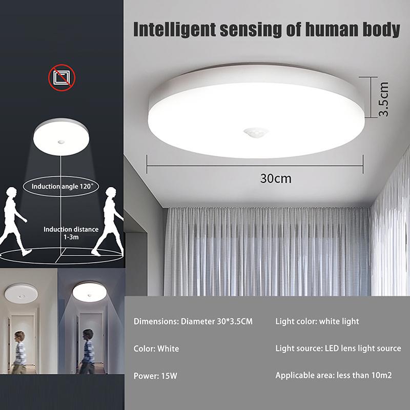9/12/15/24W Led Ceiling Lamps Human Body Motion Sensor Smart Night Lamp Waterproof Home Lighting For Entrance Balcony Corridor