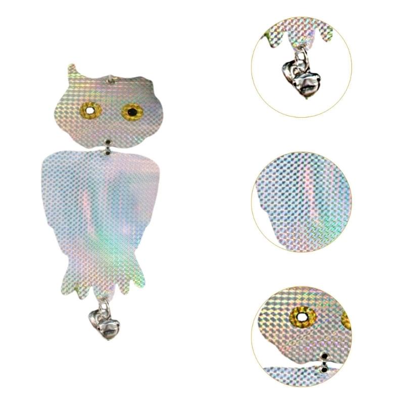 Reflective Owl Shaped Bird Deterrence With Reflective Pendent Easy Install Outdoor Decoration Weatherproof