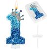 11 Stück Blaue Geburtstags-0-9-Kerze für Kuchen, Blauer Kronen-Kuchenaufsatz Prinzessin Geburtstagsfeier Dekorationen Cupcake-Aufsatz Partyzubehör