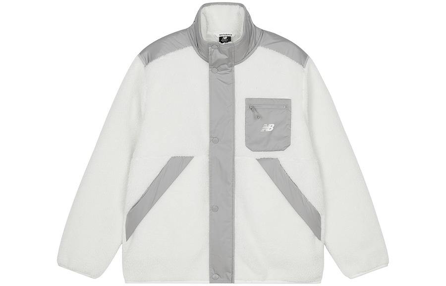 New Balance Velvet Jackets Men s White Stand Collar Thickened And Fleece Lined AMJ33323-CIC L