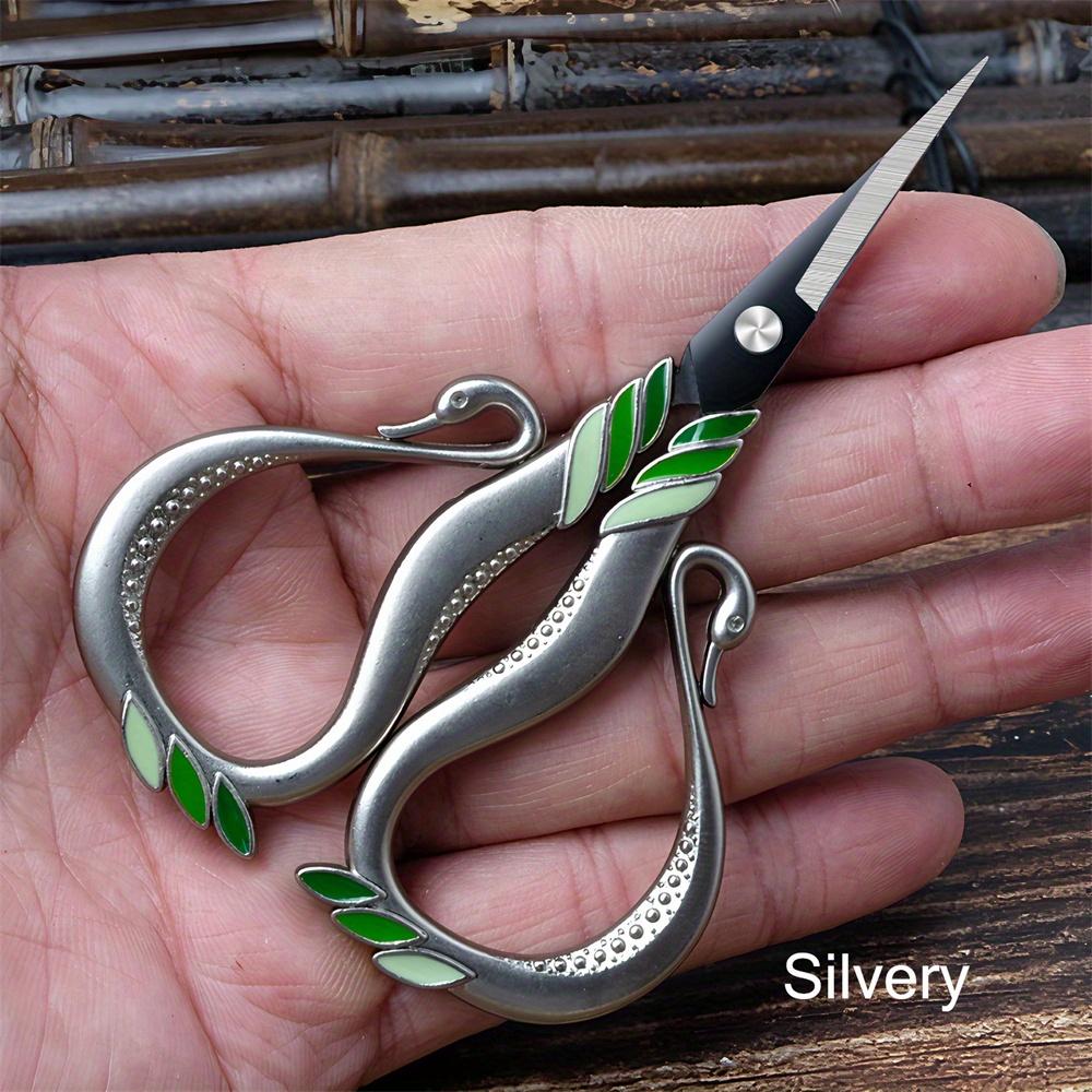 [1pc Vintage Steel Scissors] Vintage Style Scissors - 1pc Durable Steel Mini Sewing Cutter with Elegant Metallic Handles | Perfect for Embroidery