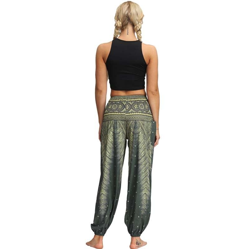 Fashion Printed Loose Wide Leg Pants Women Casual Yoga Pants With Pockets Autumn Elastic Waist Lady Long Trousers 28036