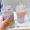 OLOEY Glass Water Cup with Straw
