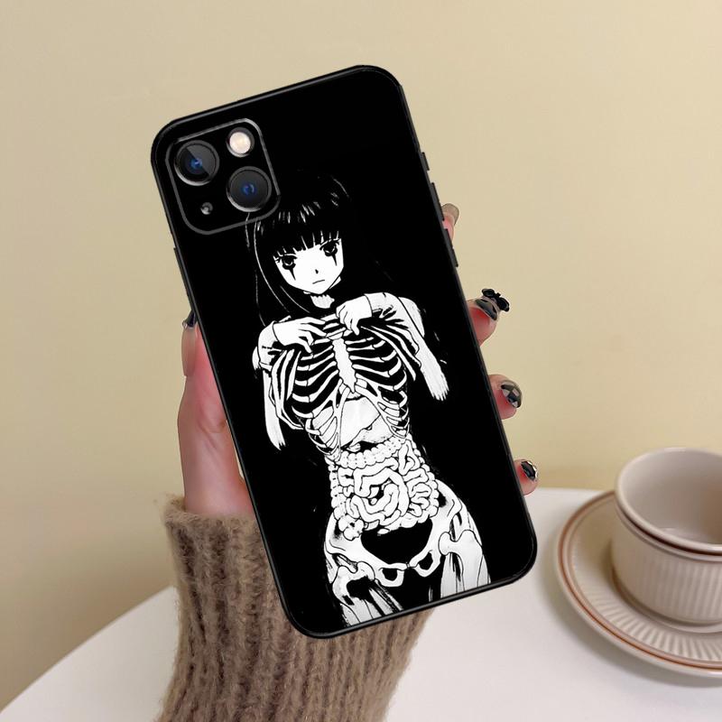 Horror Manga Style Phone Case For iPhone 17 Pro Max 14 13 12 11 15 16 Pro Max mini Plus 16e 17 Air Cover Funda