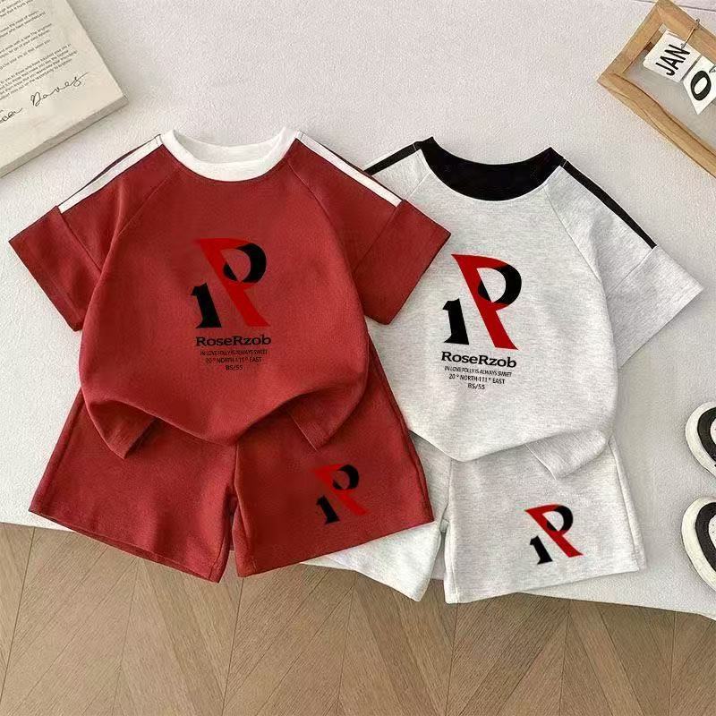 Boys' Summer Outfit Set Fashionable Printed T-shirt Children's Short Sleeved Two-piece Set