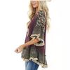 QICED Spring Summer Women's Bat-sleeve Matching Color Leopard Print Floral Print Mid-sleeve T-shirt