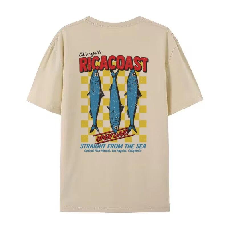 

Back Print Sardine TShirts Cute Y2k Seafood Graphic Tees Summer Retro Aesthetic Streetwear Tops Unisex Women Clothing Oversized 2XL