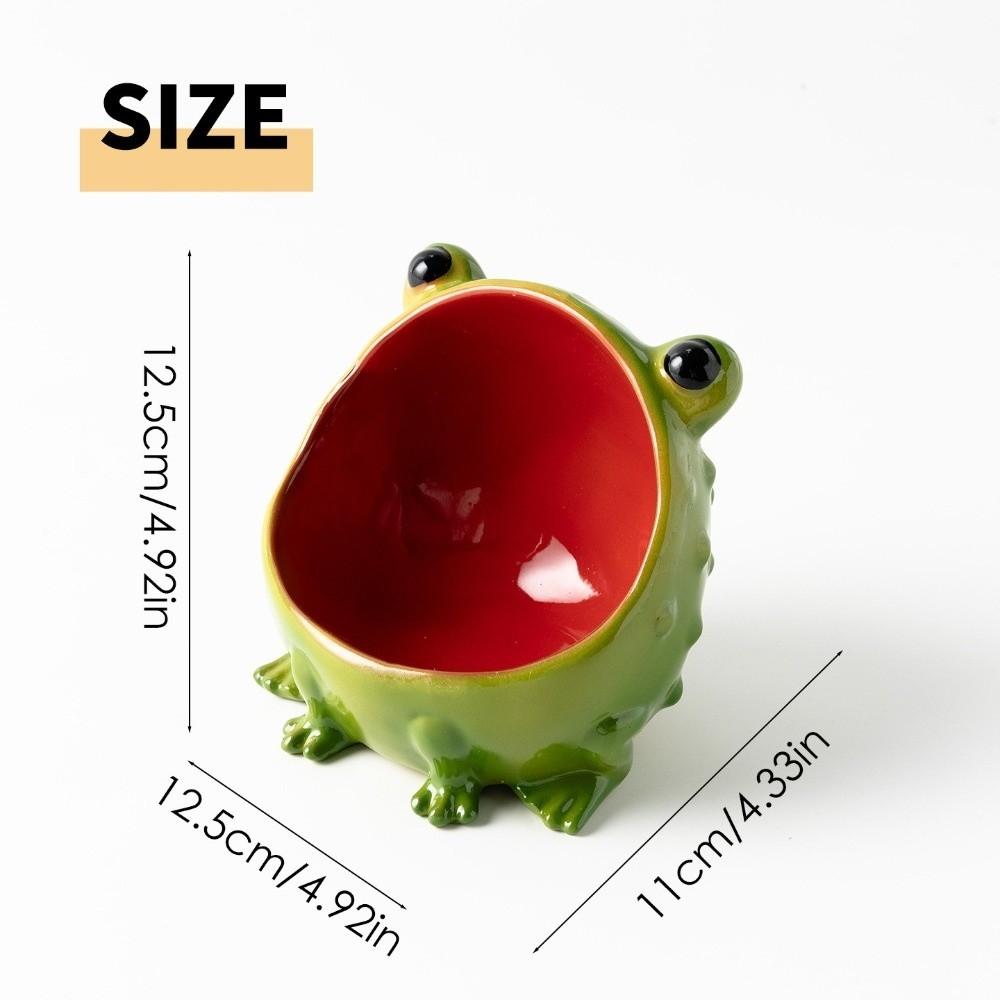 Glossy Finish Animal Jewelry Organizer Ceramic/Resin Frog Storage Bowl Vanity Table Decor
