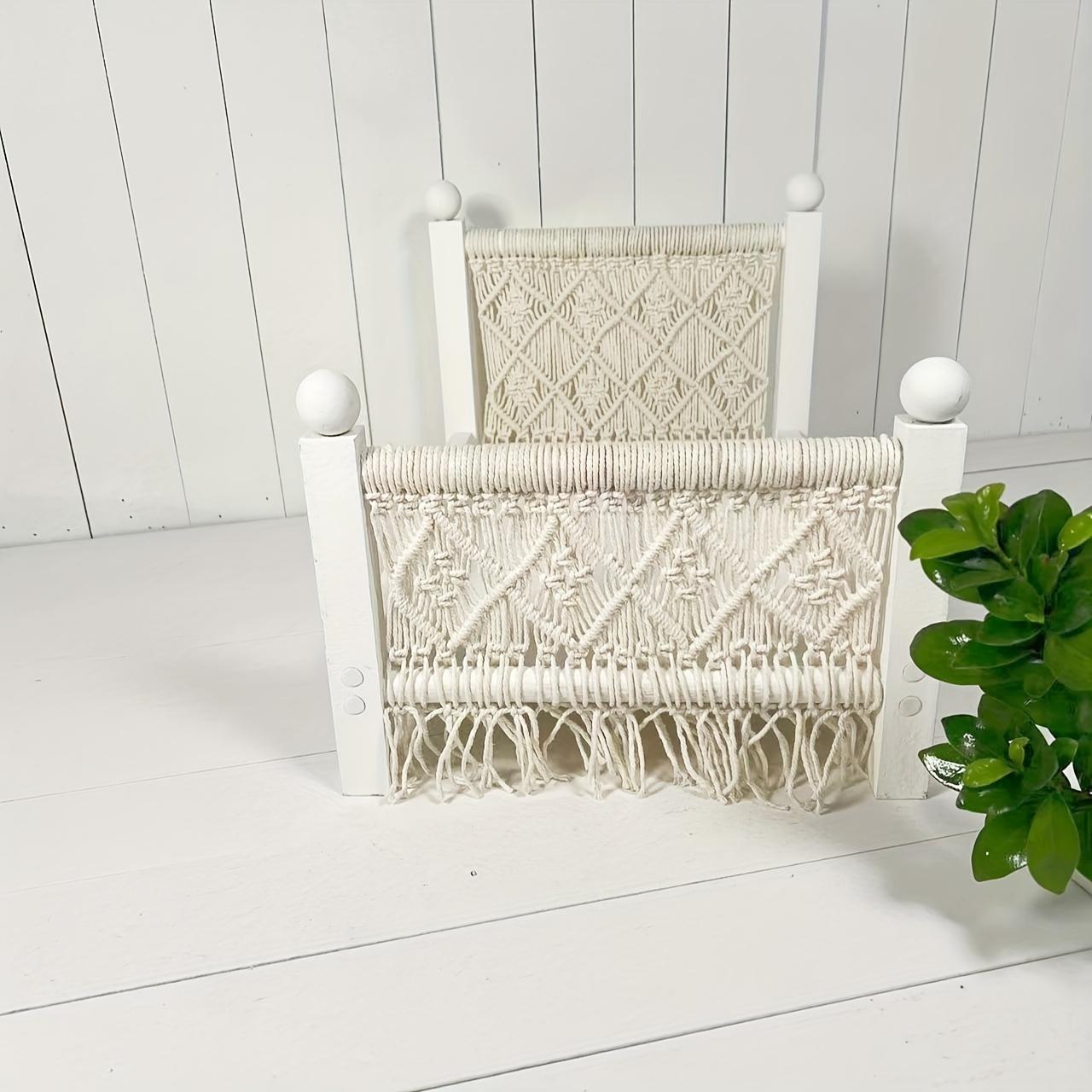 

Вязаная Деревянная Кровать Белая Разобранная Кровать Бохо Рустик Европейский Кантри Стиль Реквизит для Фотографии Домашний Декор Фотосессии