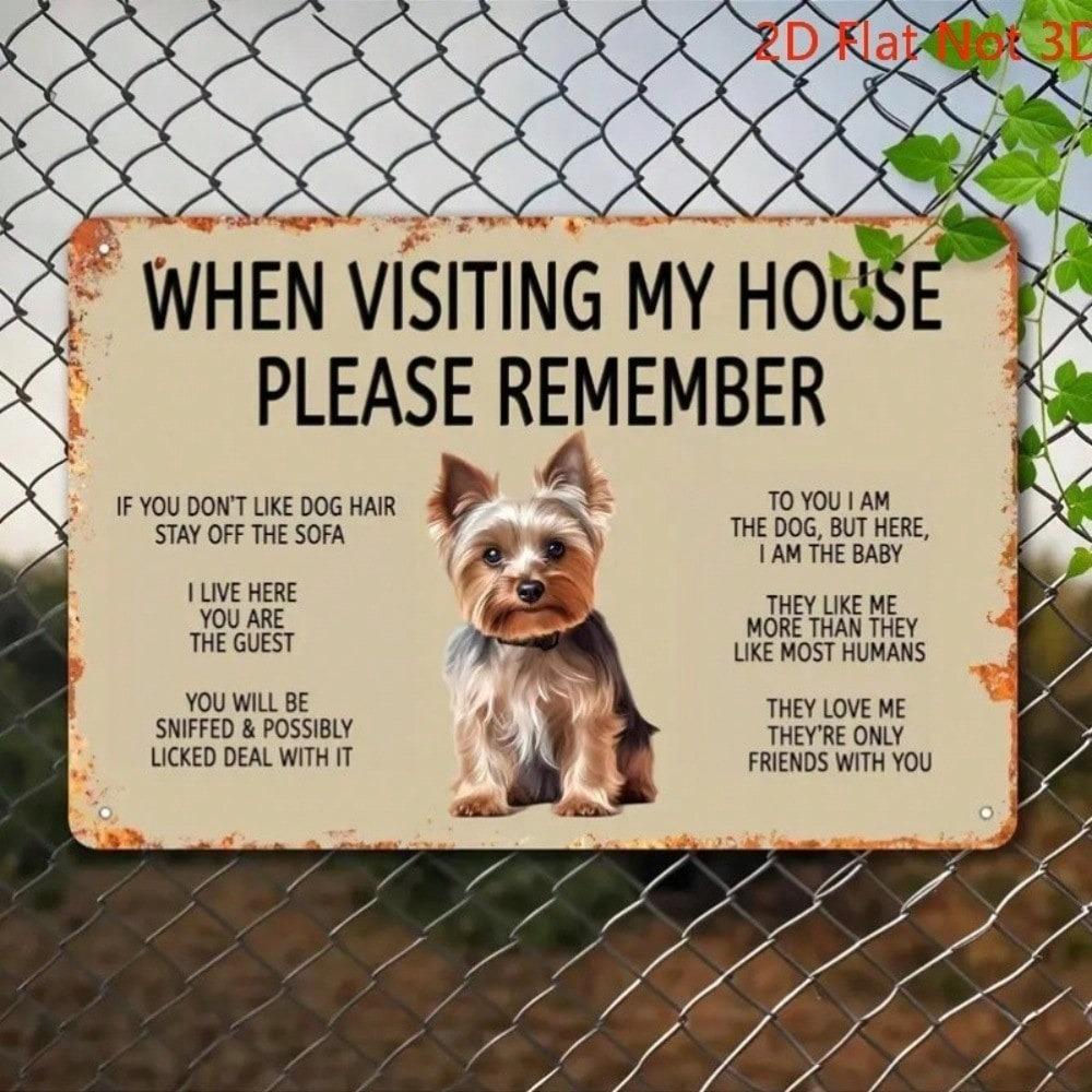 2D Flat Yorkshire Terrier Metal Wall Sign 8x12 Inch Unframed Dog Plaque Pet Themed Kitchen Garden Decor Outdoor Dog Lover Gift
