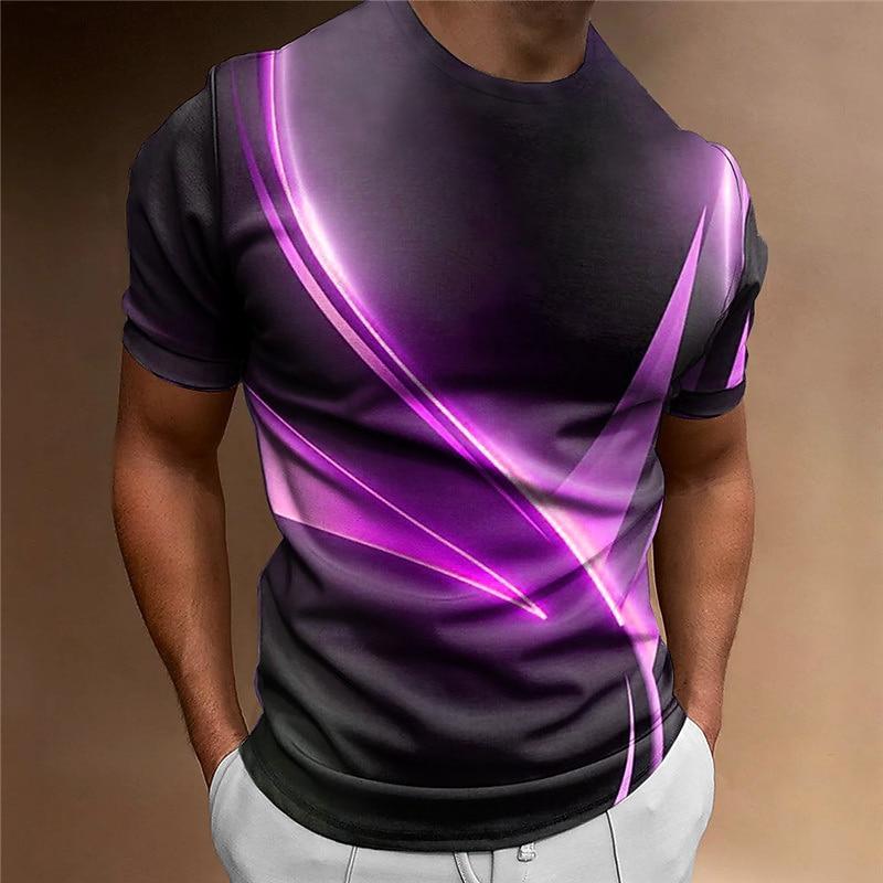Men's Graphic Color Block T Shirt Short Sleeve T Shirt 3D Print Crew Neck Shirt Vintage Fashion Designer Outdoor Daily Sports Yellow Blue Purple