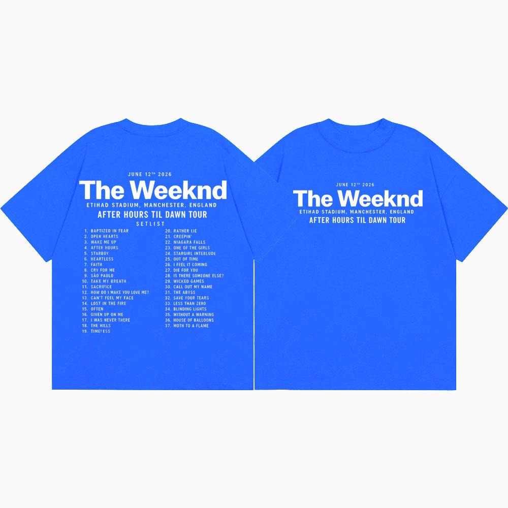 The Weeknd After Hours Til Dawn Tour 2026 Maglietta Moda Hip Hop Manica Corta T-shirt Uomo Donna Estate Casual Magliette in Cotone