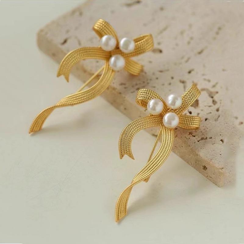Bow Ribbon Brooch, High-end Women's Luxurious and Elegant, Pearl Brooch, Design Sense, Niche Brooch