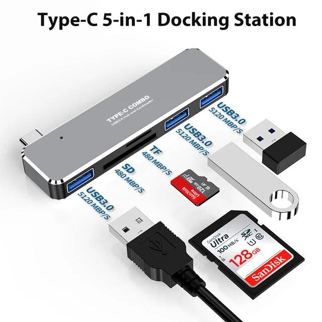 

USB-концентратор C 60 Вт PD зарядка для IPad Pro MacBook Air Перемикач на HDMI-сумісний адаптер USB 3.0 Type-C Телефон із гніздом для навушників