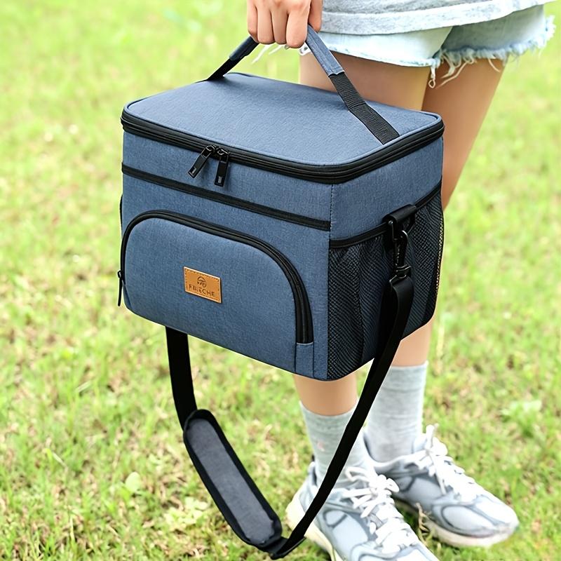 Large-capacity picnic bag, non-food contact, women's insulated lunch bag, reusable portable cooler bag, multifunctional crossbody bag with adjustable