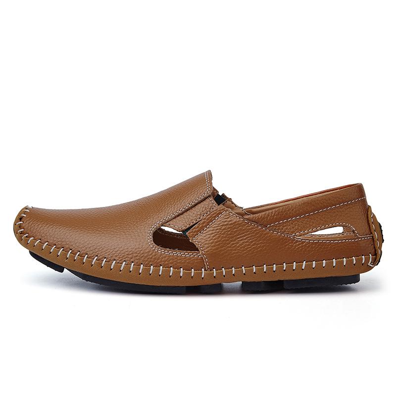 Men's Summer Cowhide Slip-on Moccasins: Casual Driving Leather Shoes