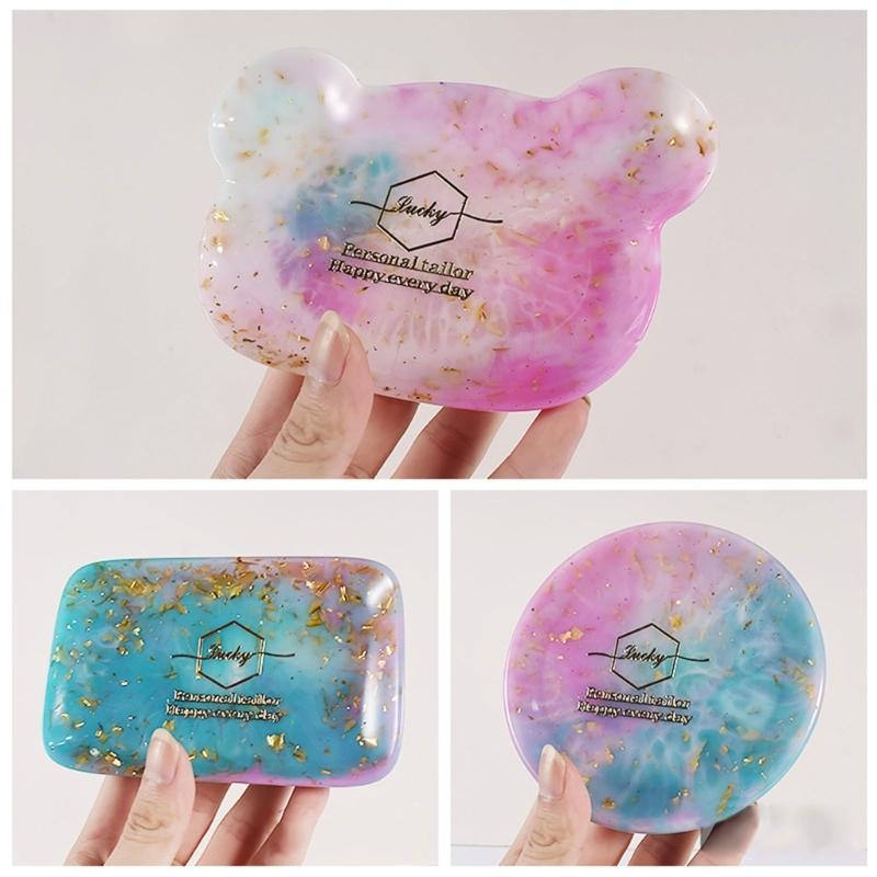 Round Rectangular Bear Head Dish Silicone Molds Storage Tray Plate Resin Molds for DIY Resin Art Gifts Home Decoration
