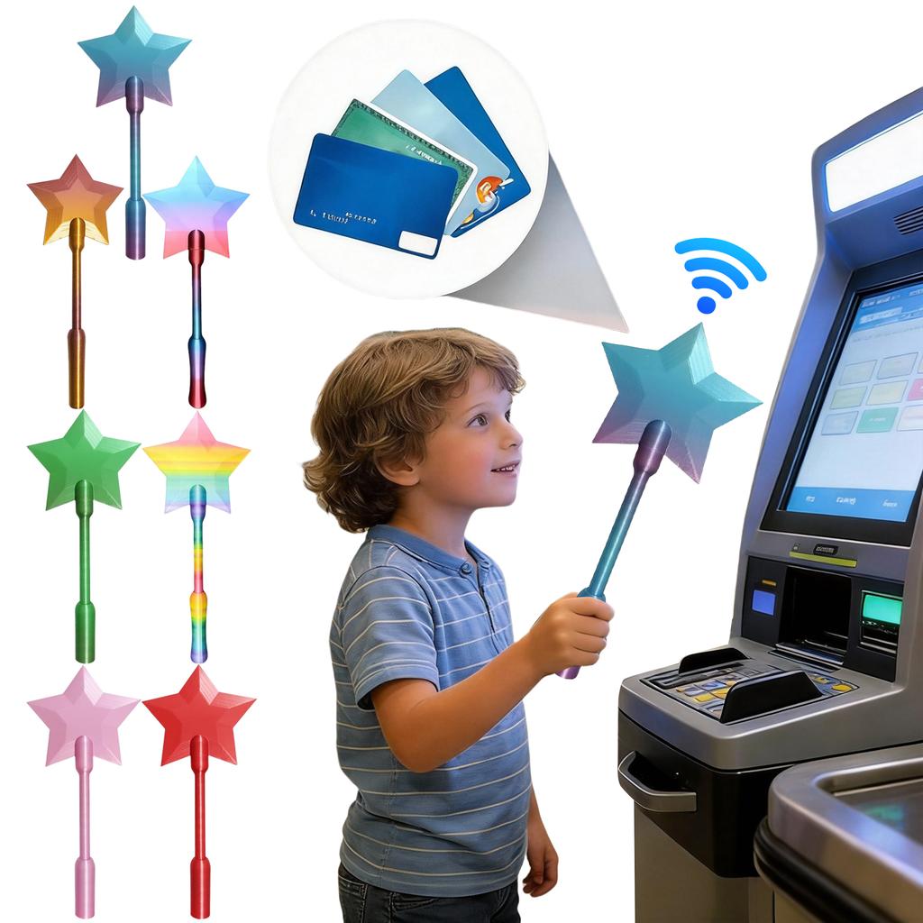 1 Pcs 3D Printed Star Wand Tap To Pay Star Magic Wand Portable Contactless Payment Card Holder Credit Card Holder 7 Color