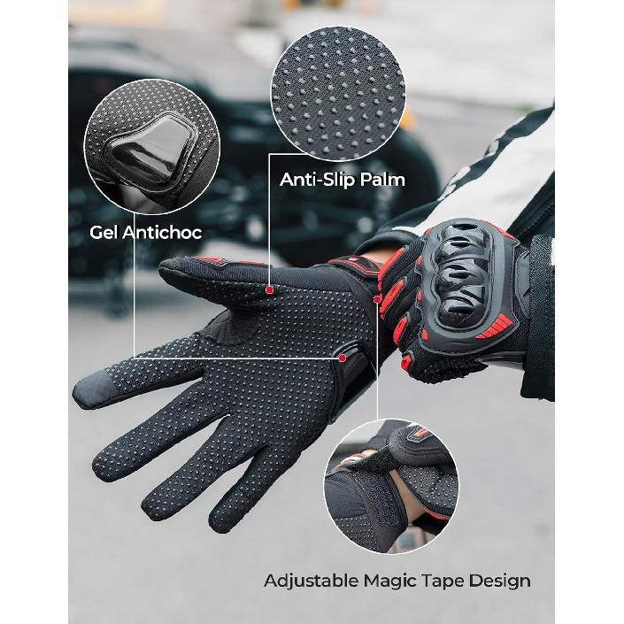 KEMIMOTO Motorcycle Gloves For Men/Women, Touchscreen Dirt Bike Gloves With Shell, Anti-Slip For Motorbike, Riding, Racing, Cycling, Dirt Bike, ATV,