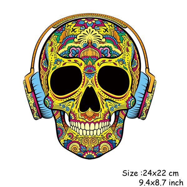 Skull Wtih Headphones Ironing Patches T-Shirt Diy Decoration A-Level Washable Parches  For Clothing