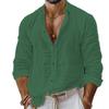 Men's Solid-Colour Cotton-Linen Blend Shirt Casual Style Long-Sleeved Business Casual Shirt
