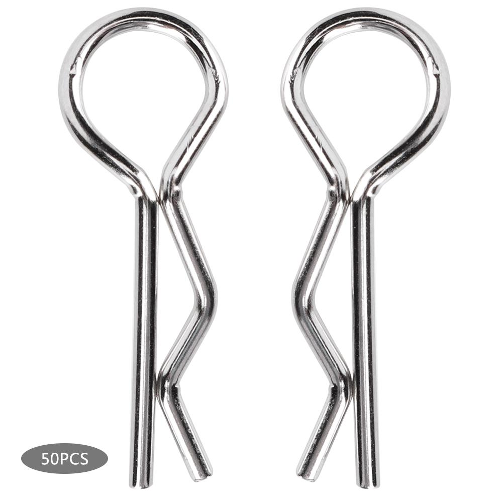 50pcs R Clips R Shape Pins RC Parts Accessory Fit for 1 10 HSP RC Car Vehicle ModelSilver