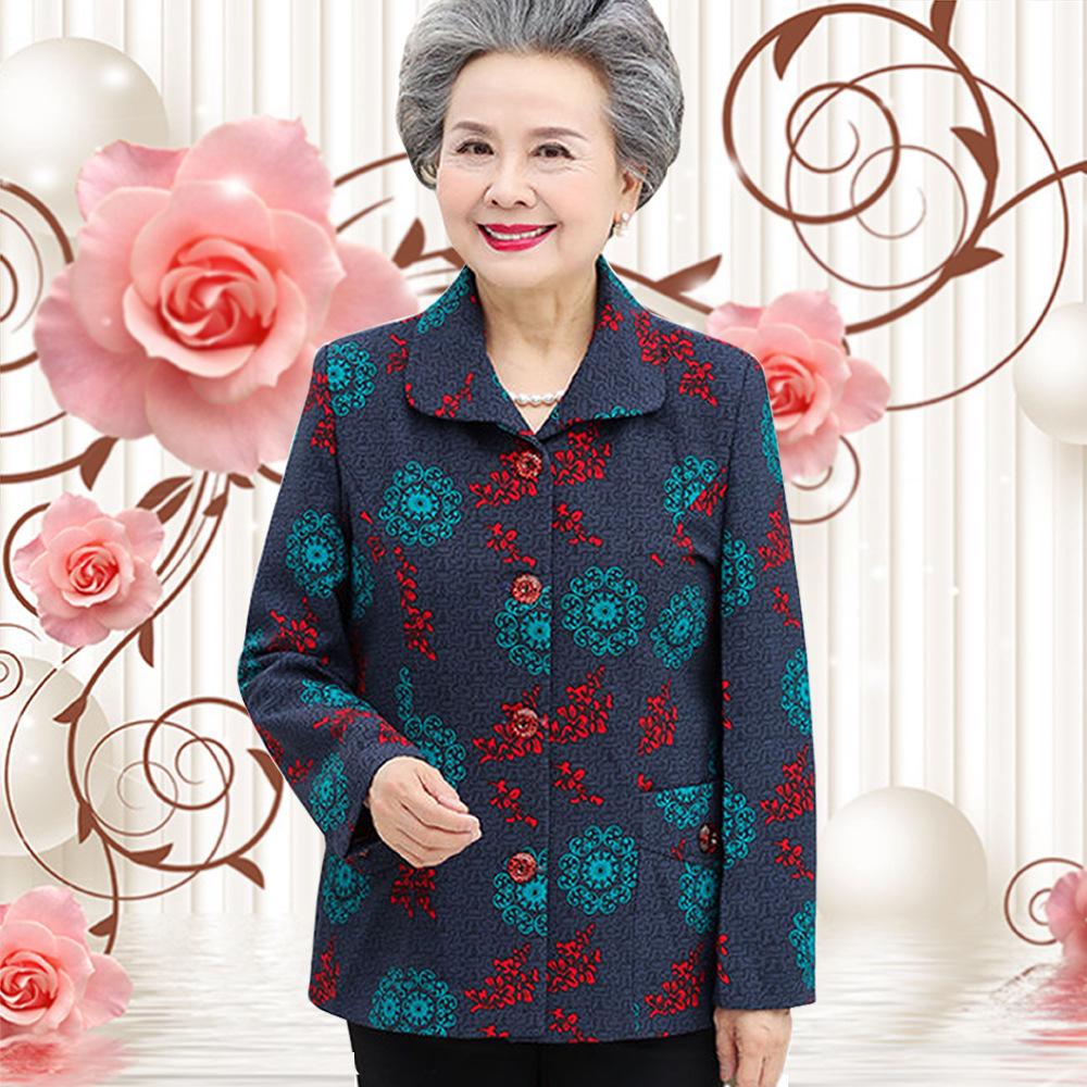 Spring & Autumn Lightweight Jacket for Mature Women - Stylish Lapel Top, Grandma's Fashionable Two-Way Shirt