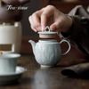 Sky Blue Ru Porcelain Tea Infuser Teapot Relief Ceramic Tea Brewing Kettle Tea Teapots With Filter Chinese Puer Tea Ceremony