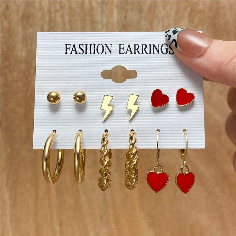 iF ME Fashion Cheap Jewelry Vintage Gold Stud Earrings for Women Bohemian Fashion Moon Star Butterfly Heart Stud Earrings Jewelry