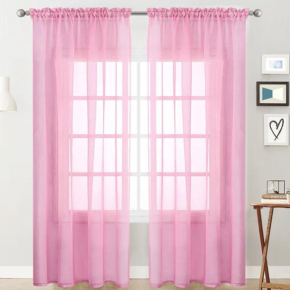 1/2Pcs Tulle Panel Voile Sheer Curtain Door Drape Shades  Living Room Bedroom Kitchen Decoration