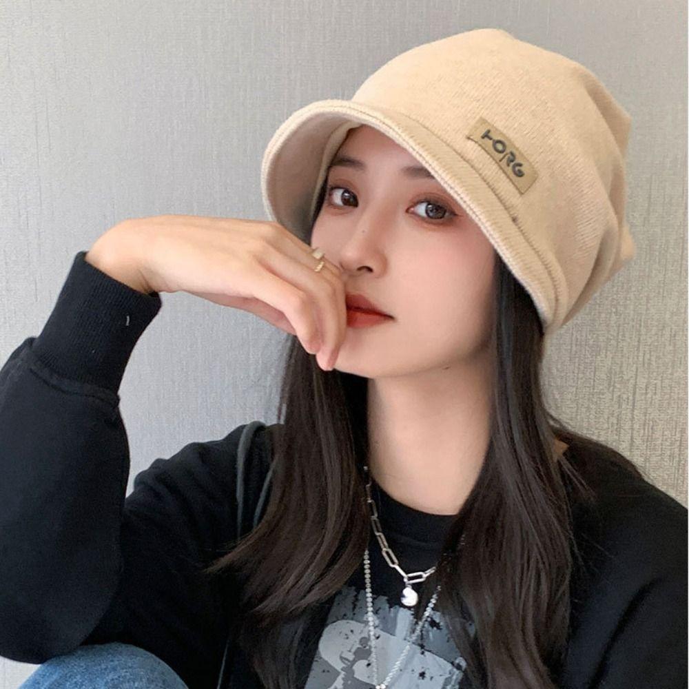 Elastic Knitted Hat Soft Mask Woolen Hat Versatile Pullover Cap  Women