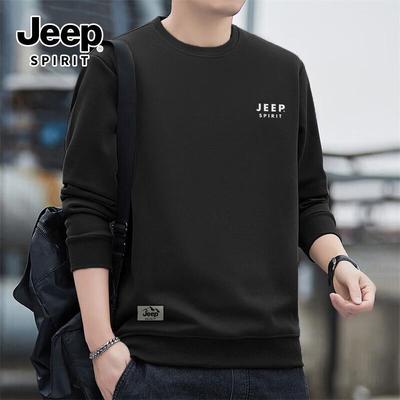 JEEP SPIRIT Men's Loose-Fit Round Neck Sweatshirt