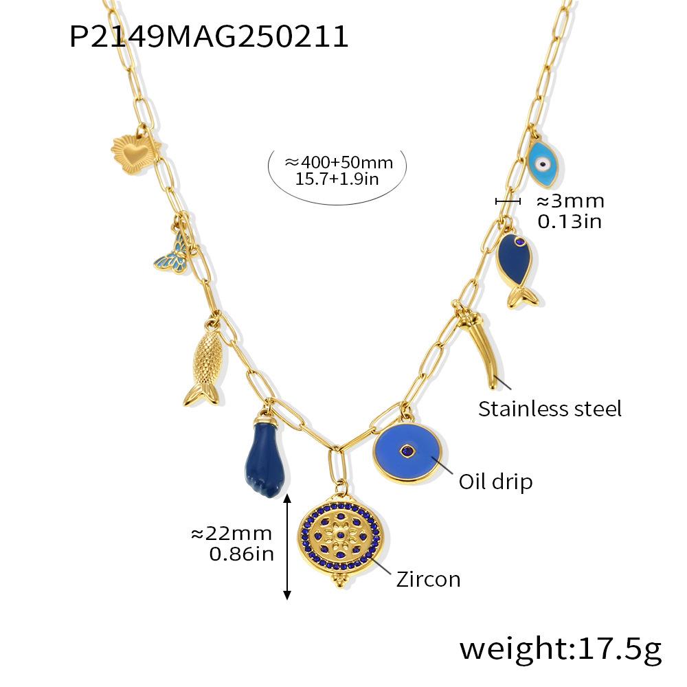 

1 шт. Персонализированное ожерелье с несколькими аксессуарами, модный креативный стиль, цепочка для ключицы из нержавеющей стали с 18-каратным золотым покрытием