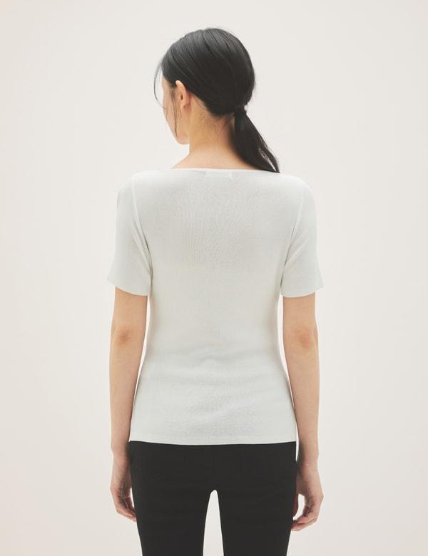 ROEM Wrap Shirred Short Sleeve Pullover Rmkag26Rt1