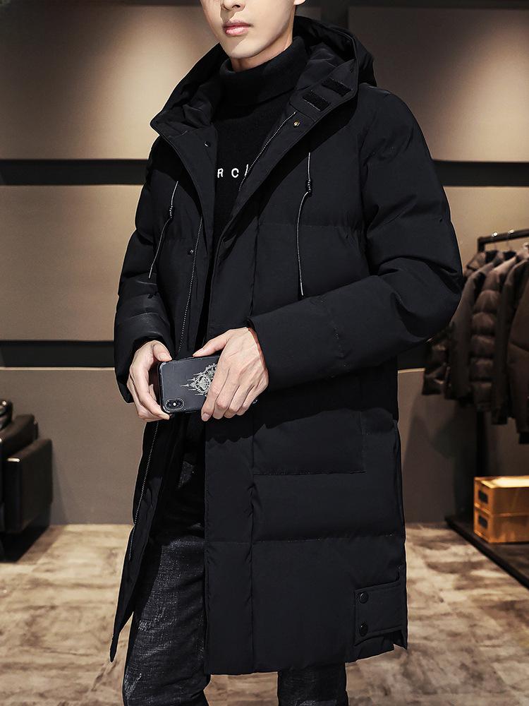 Men's Winter Hooded Mid-Length Plus Size Warm Coat