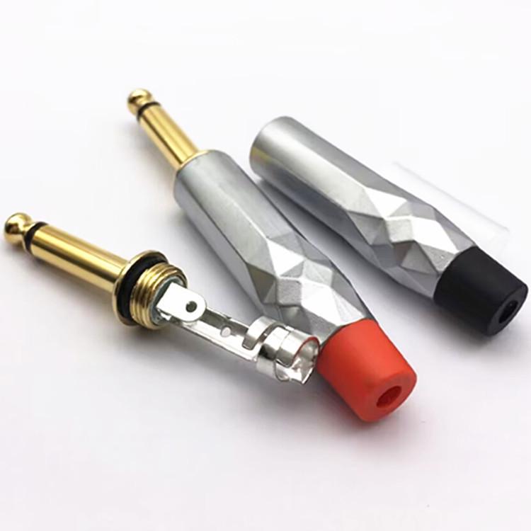 Gold-Plated 6.5mm Welding Head Guitar Mic Cable with Large Mono 6.35mm Speaker Plug