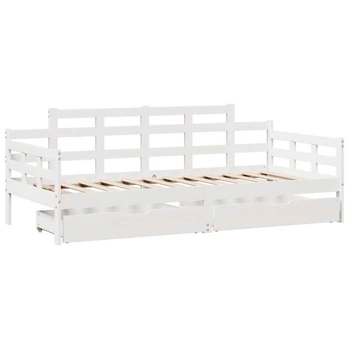VidaXL Day Bed and Drawers Without Mattress White 80x200 Cm Solid Wood 3302123