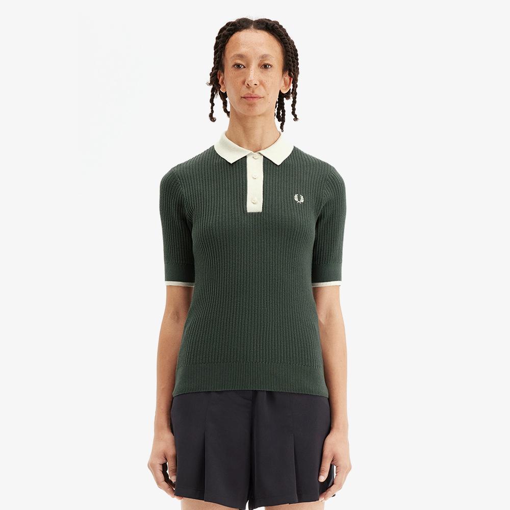 Fred Perry [Womens] Mesh Knit Polo Shirt - Coat Green Afpf2519113-X89