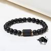 Twelve Constellations Beaded Elastic Bracelet For Men And Women With Black Matte Agate For Travel Gifts