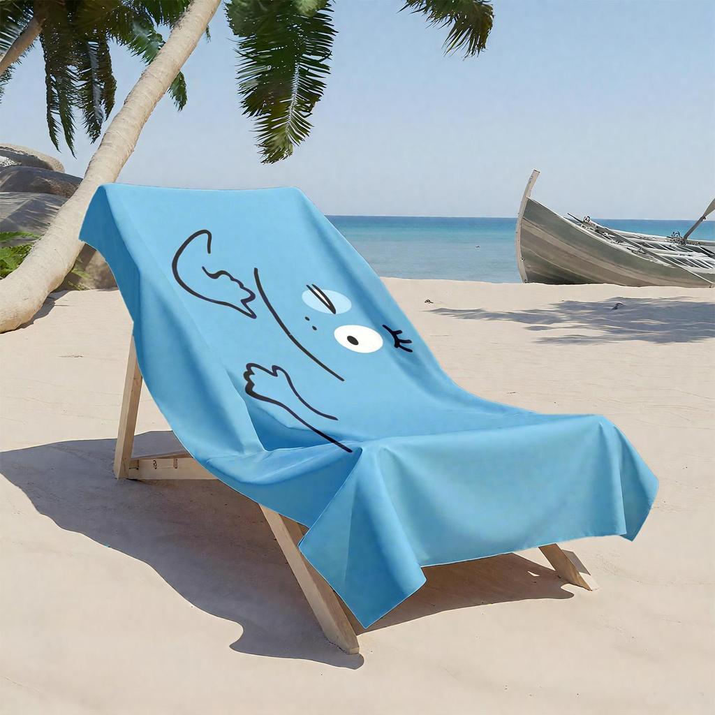 1pc Playful Winking Face Drawing 2D Printed Microfiber Beach Towel, quick dry super absorbent. Great for beach, pool