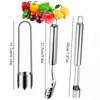 Juego de 3 Piezas de Acero Inoxidable Perforador de Frutas Descorazonador de Chile Jalapeño Manzana Pera Espino Cereza Herramientas Extractoras de Huesos Gadgets de Cocina