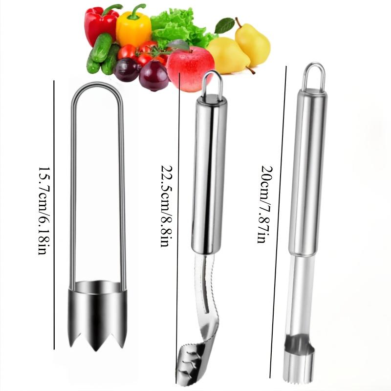 Juego de 3 Piezas de Acero Inoxidable Perforador de Frutas Descorazonador de Chile Jalapeño Manzana Pera Espino Cereza Herramientas Extractoras de Huesos Gadgets de Cocina