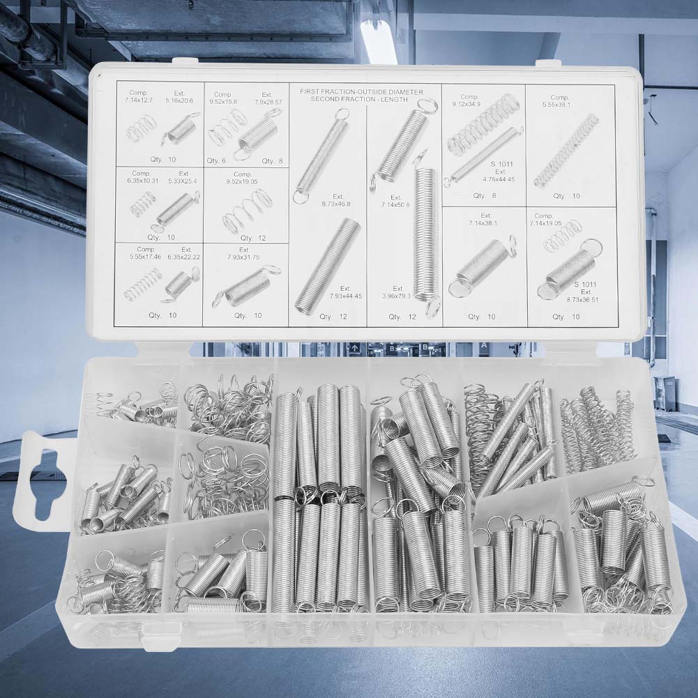 

Набор из 200 шт. Ассортимент пружин растяжения, сжатия и кручения. Набор металлических пружин