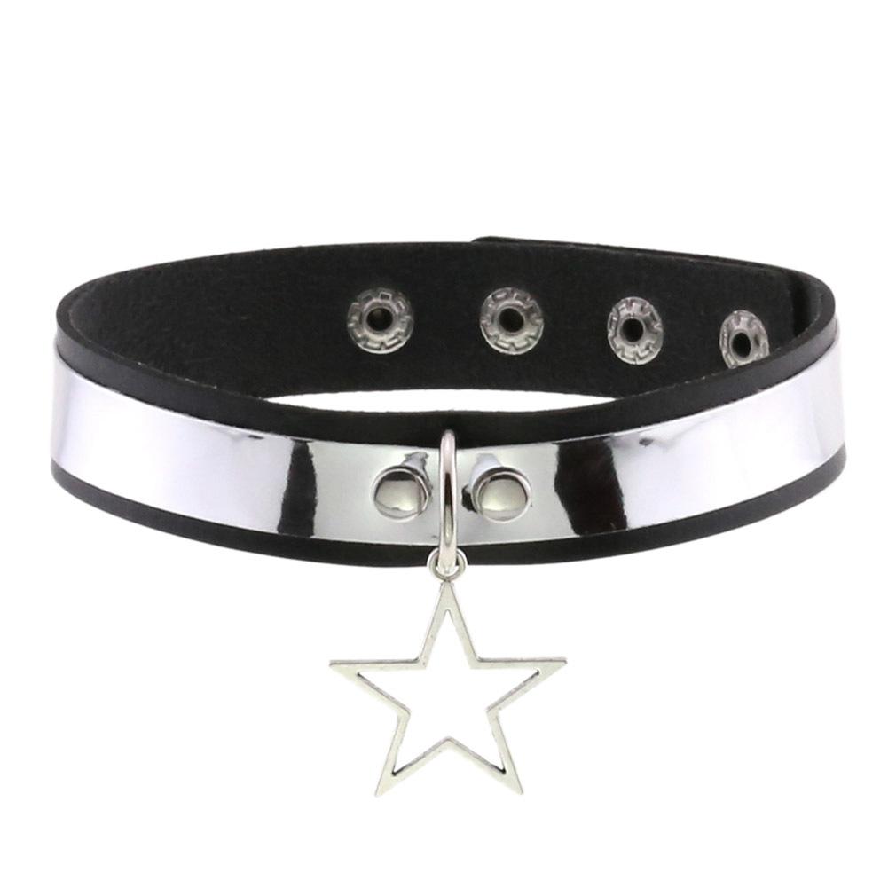 New O-Round Punk Rock Gothic Chokers Women Men PU Leather Silver Color Spike Rivet Stud Collar Necklace Statement Party Jewelry