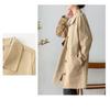 Women Windbreaker Overcoat Turn Down Collar Button Down Long Sleeves Loose Pockets Mid Length Outdoor Travel Commuting Jacket